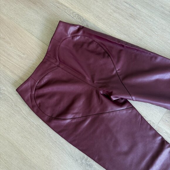 LOBA - burgundy fuax leather pants SIZE XS - Picture 3 of 6